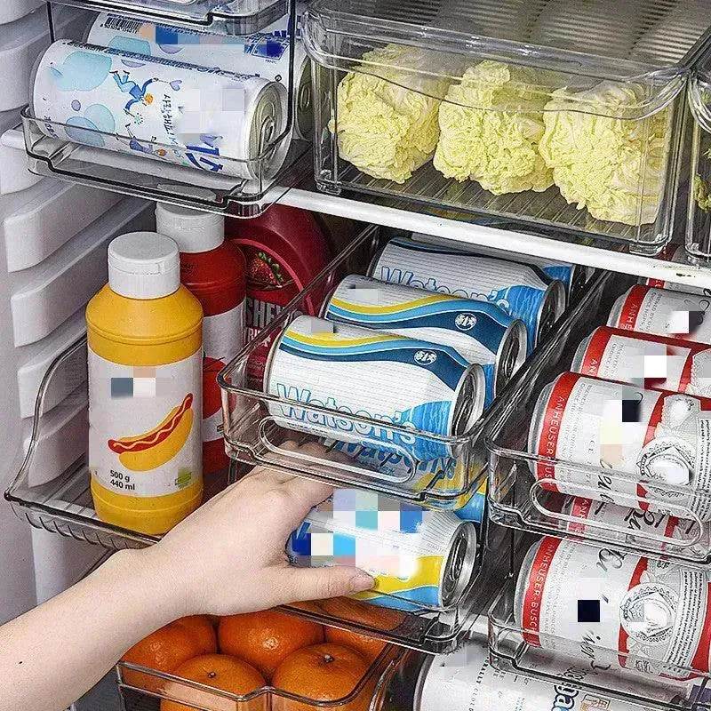 Refrigerator Beverage Storage Box Double-layer Self-rolling Kitchen Storage Rack - EX-STOCK Canada