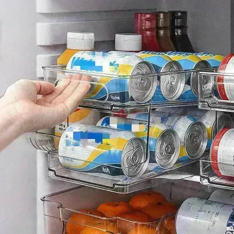 Refrigerator Beverage Storage Box Double-layer Self-rolling Kitchen Storage Rack - EX-STOCK Canada