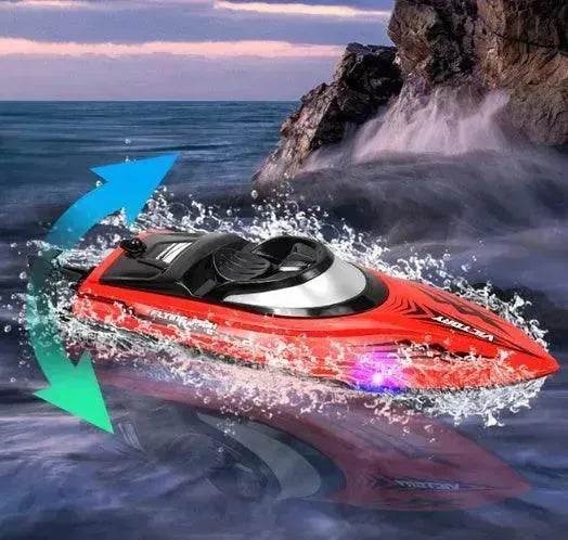 Remote Control Water Summer Toys 24g Competitive Boat Light Speed 25km High Speed Speedboat - EX-STOCK Canada