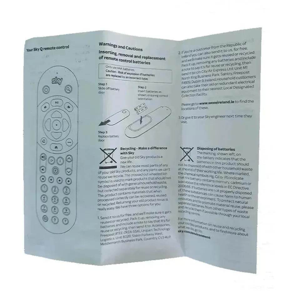 Replacement Universal Remote Controller for Sky Q TV Box - EX-STOCK Canada