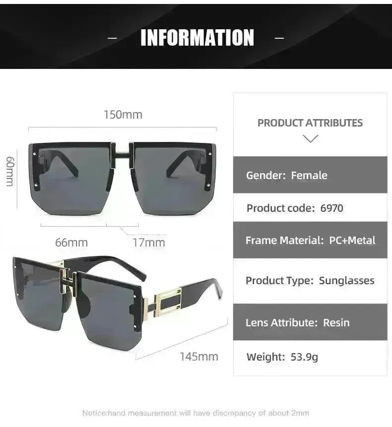 Retro Big Square Rim Glasses Rimless Fashion Sunglasses - EX-STOCK CANADA