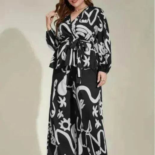 Retro Color V-neck Temperament Commute Literary Middle East Printing Shirt Outfit - EX-STOCK Canada