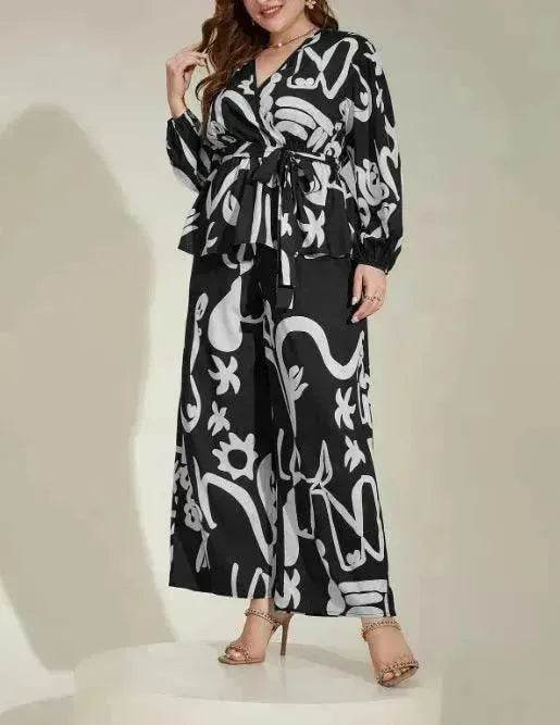 Retro Color V-neck Temperament Commute Literary Middle East Printing Shirt Outfit - EX-STOCK Canada