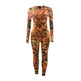Retro Printed High Elastic Skinny Mesh Jumpsuit - EX-STOCK CANADA