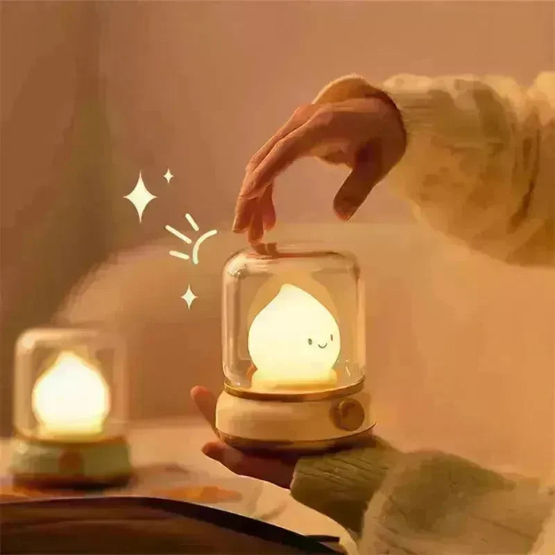 Retro Small Night Lamp Bedroom Mini Desktop LED Cute Night Lamp Creative USB Rechargeable Portable Cartoon Table Lamp For Coffee Bar Hotel Bedroom Home Decor - EX-STOCK CANADA