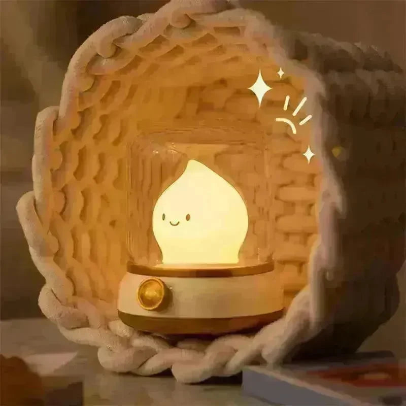 Retro Small Night Lamp Bedroom Mini Desktop LED Cute Night Lamp Creative USB Rechargeable Portable Cartoon Table Lamp For Coffee Bar Hotel Bedroom Home Decor - EX-STOCK CANADA