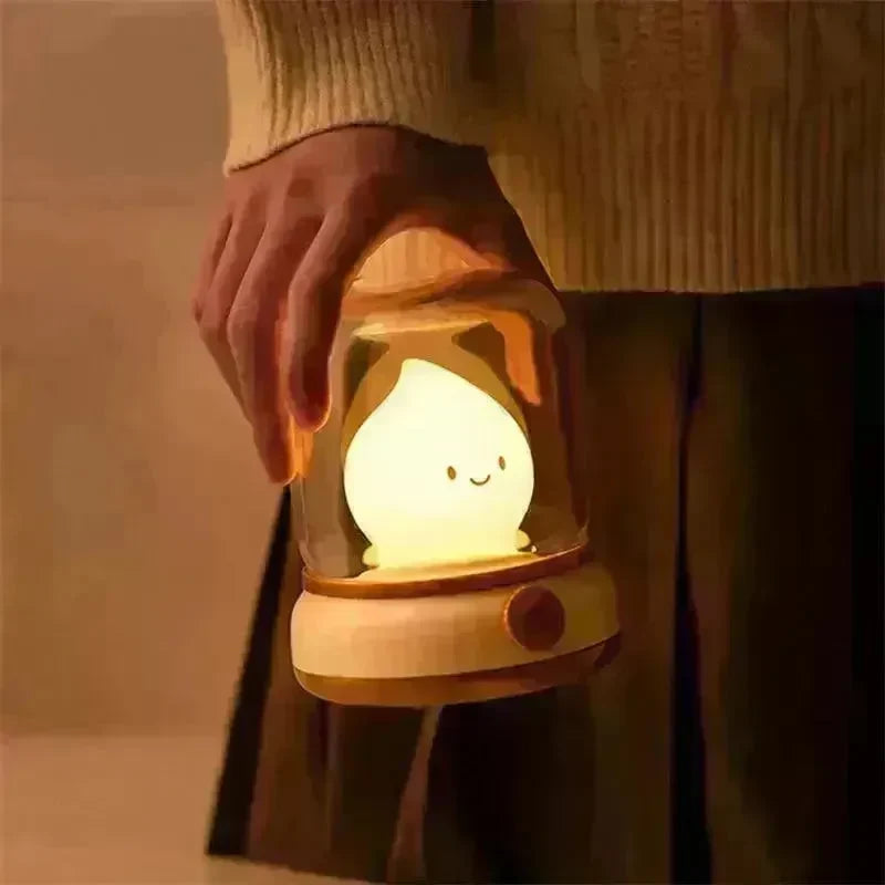 Retro Small Night Lamp Bedroom Mini Desktop LED Cute Night Lamp Creative USB Rechargeable Portable Cartoon Table Lamp For Coffee Bar Hotel Bedroom Home Decor - EX-STOCK CANADA