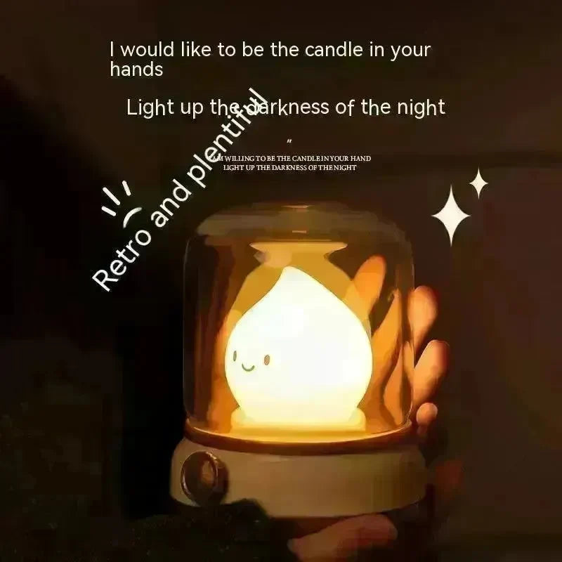 Retro Small Night Lamp Bedroom Mini Desktop LED Cute Night Lamp Creative USB Rechargeable Portable Cartoon Table Lamp For Coffee Bar Hotel Bedroom Home Decor - EX-STOCK CANADA