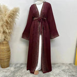 Rhinestone Lace-up Cardigan Abaya Dress for Arab Dubai Turkey Middle East Women - EX-STOCK Canada