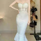 Rhinestone Waist-tight Hip Lotus Leaf Fishtail Gown - EX-STOCK CANADA