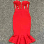 Rhinestone Waist-tight Hip Lotus Leaf Fishtail Gown - EX-STOCK CANADA