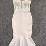 Rhinestone Waist-tight Hip Lotus Leaf Fishtail Gown - EX-STOCK CANADA