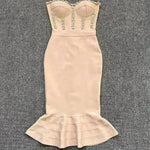 Rhinestone Waist-tight Hip Lotus Leaf Fishtail Gown - EX-STOCK CANADA