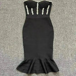Rhinestone Waist-tight Hip Lotus Leaf Fishtail Gown - EX-STOCK CANADA