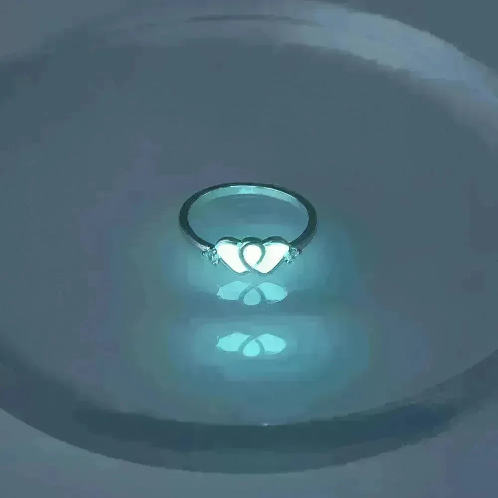 Ring Halloween Light Blue Double Heart-shaped Micro-inlaid Zircon Ring - EX-STOCK CANADA