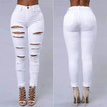 Ripped Jeans Women Skinny Trousers Casual High Waist Pencil Pants - EX-STOCK Canada