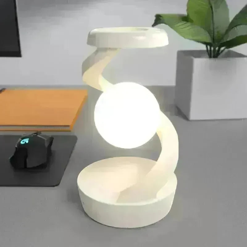 Rotating Moon Desk Night Light Wireless Phone Charging LED Night Light Decorative Desktop Night Lamp Motion Sensor Night Light - EX-STOCK CANADA