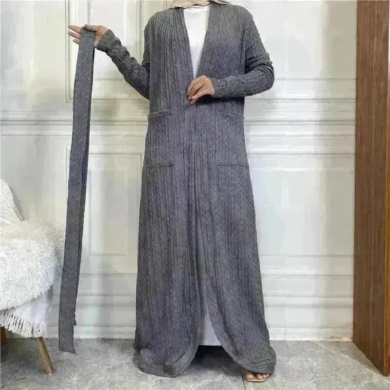 Round Edge Cardigan Sweater Arab Long Jacket - EX-STOCK CANADA