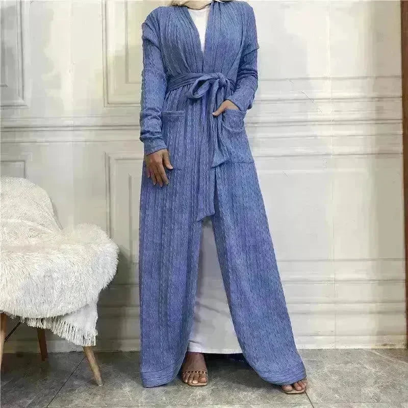 Round Edge Cardigan Sweater Arab Long Jacket - EX-STOCK CANADA