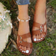 Round Toe Flat Sandals Summer Fashion Casual Non-slip Slides Shoes For Women - EX-STOCK Canada
