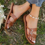 Round Toe Flat Sandals Summer Fashion Casual Non-slip Slides Shoes For Women - EX-STOCK Canada