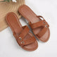 Round Toe Flat Sandals Summer Fashion Casual Non-slip Slides Shoes For Women - EX-STOCK Canada