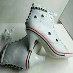 Round Toe Women's Shoes Denim High Heels - EX-STOCK CANADA