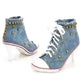 Round Toe Women's Shoes Denim High Heels - EX-STOCK CANADA