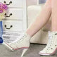 Round Toe Women's Shoes Denim High Heels - EX-STOCK CANADA
