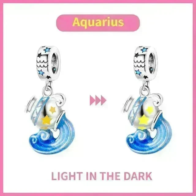 S925 Silver Colorful Luminous Twelve Constellation Pendant - EX-STOCK CANADA