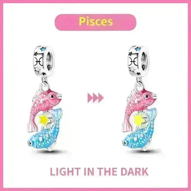 S925 Silver Colorful Luminous Twelve Constellation Pendant - EX-STOCK CANADA