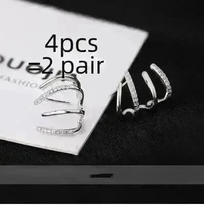 S925 Silver Needle Four-prong Zircon Inlaid Earrings - EX-STOCK CANADA