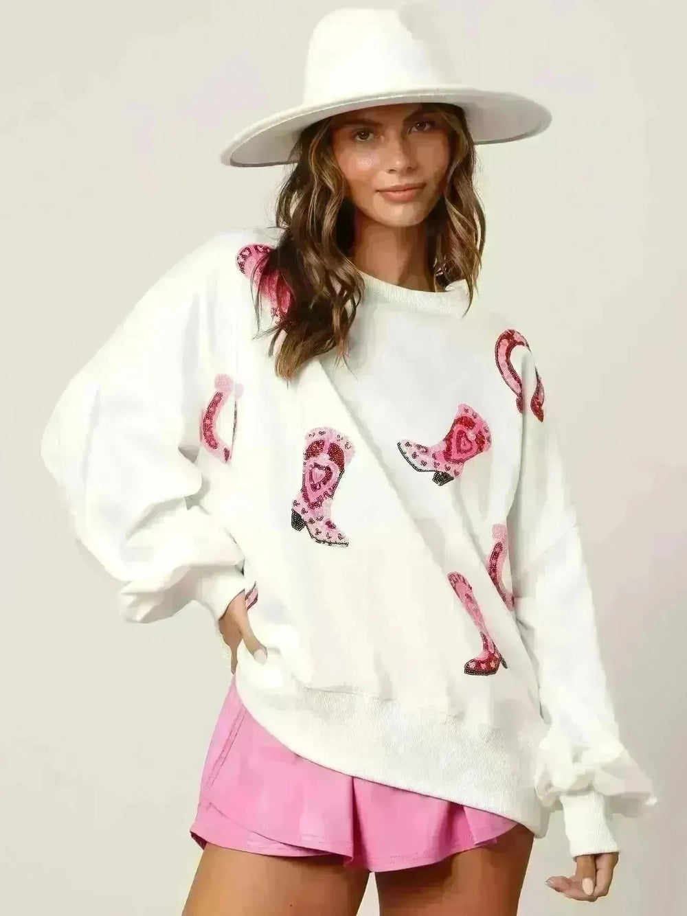 Sequined Boots Color Matching Top Long-sleeved Sweater For Women - EX-STOCK CANADA