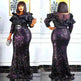 Sequined Embroidered Maxi Dress Slim-fit Fishtail Skirt Evening Gown - EX-STOCK CANADA