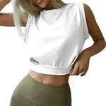 Sexy Navel-Exposed Sweatshirt Summer Loose Sleeveless T-Shirt Running Fitness Yoga Crop Tops Tank Tops For Women. - EX-STOCK CANADA
