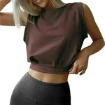 Sexy Navel-Exposed Sweatshirt Summer Loose Sleeveless T-Shirt Running Fitness Yoga Crop Tops Tank Tops For Women. - EX-STOCK CANADA