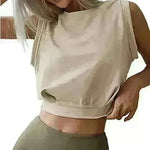 Sexy Navel-Exposed Sweatshirt Summer Loose Sleeveless T-Shirt Running Fitness Yoga Crop Tops Tank Tops For Women. - EX-STOCK CANADA