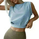Sexy Navel-Exposed Sweatshirt Summer Loose Sleeveless T-Shirt Running Fitness Yoga Crop Tops Tank Tops For Women. - EX-STOCK CANADA