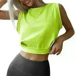 Sexy Navel-Exposed Sweatshirt Summer Loose Sleeveless T-Shirt Running Fitness Yoga Crop Tops Tank Tops For Women. - EX-STOCK CANADA