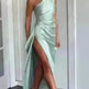 Sexy One-shoulder Backless Split Dress Summer Elegant Slim-fit Solid Color Satin Dresses For Women - EX-STOCK CANADA