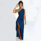 Sexy One-shoulder Backless Split Dress Summer Elegant Slim-fit Solid Color Satin Dresses For Women - EX-STOCK CANADA