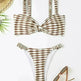 Sexy Striped Print Bikini Summer Beach Swimsuit Set Womens Clothing - EX-STOCK CANADA