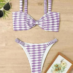 Sexy Striped Print Bikini Summer Beach Swimsuit Set Womens Clothing - EX-STOCK CANADA