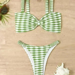 Sexy Striped Print Bikini Summer Beach Swimsuit Set Womens Clothing - EX-STOCK CANADA
