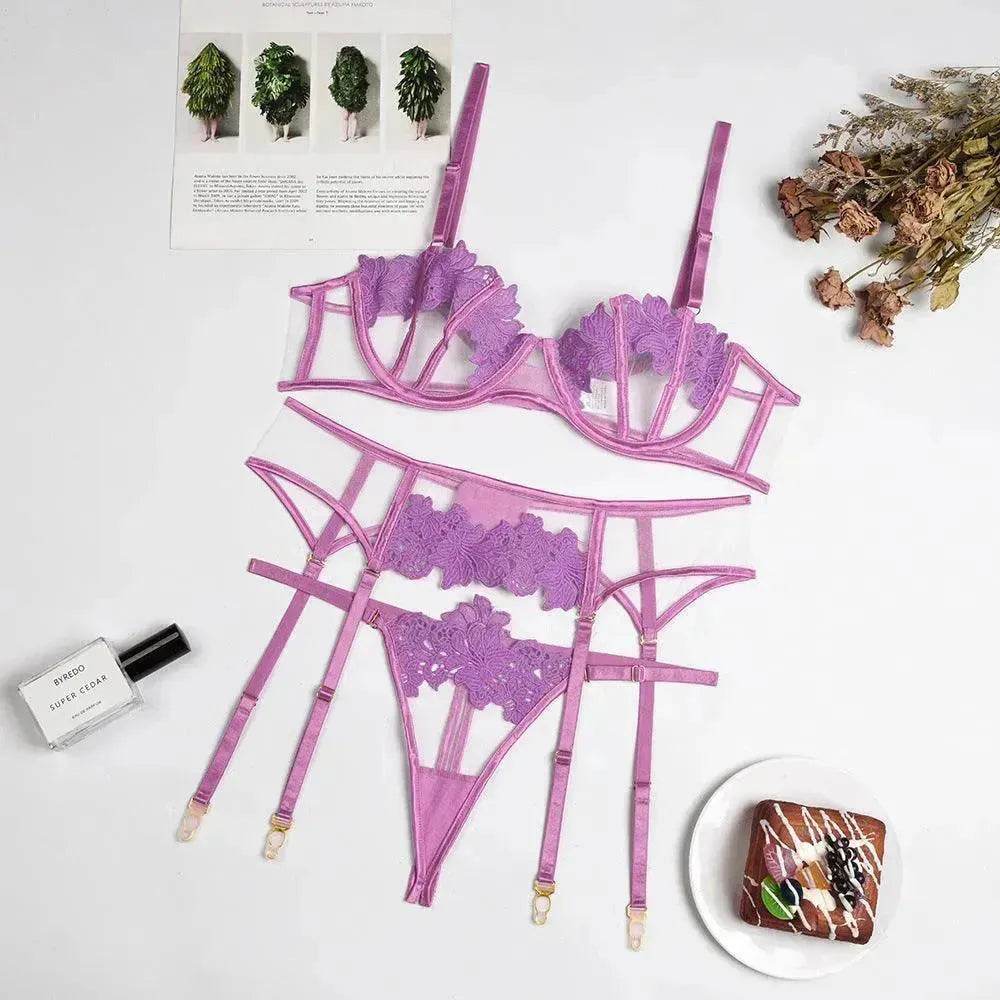 Charming Thong Flower Embroidery – Delicate Lace Women’s Lingerie - EX-STOCK Canada