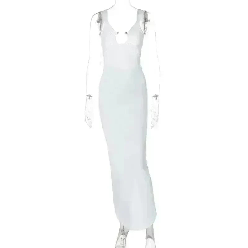 Sexy V-neck Backless Slit Slim Fit Summer Dress - EX-STOCK CANADA