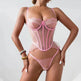 Shaping Sling Wave Mesh Edge Joint Fishbone See-through Charming Underwear Two-piece - EX-STOCK Canada