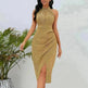 Shiny Stand Collar Formal Dress Slim Fit Sexy Slit Irregular Dress - EX-STOCK CANADA