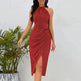 Shiny Stand Collar Formal Dress Slim Fit Sexy Slit Irregular Dress - EX-STOCK CANADA