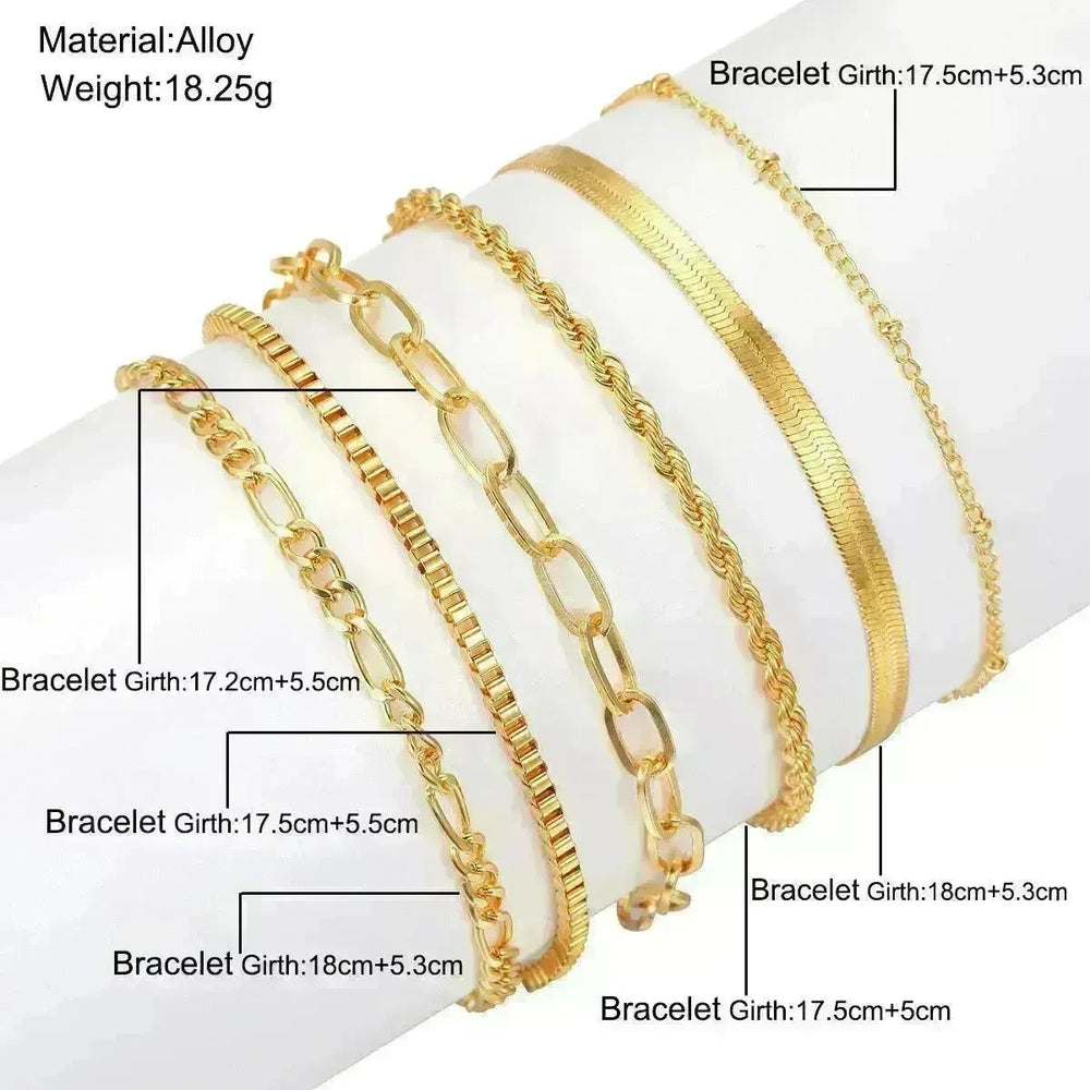 Simple Metal Multi-layer Bracelet Six-piece Set - EX-STOCK CANADA